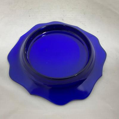 -147- Cobalt & Clear Glass | Set of Two | Covered Butter Dishes