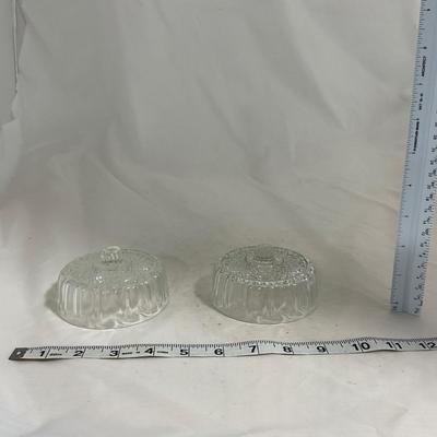 -147- Cobalt & Clear Glass | Set of Two | Covered Butter Dishes