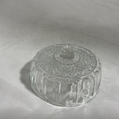 -147- Cobalt & Clear Glass | Set of Two | Covered Butter Dishes