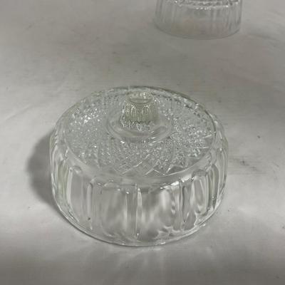 -147- Cobalt & Clear Glass | Set of Two | Covered Butter Dishes