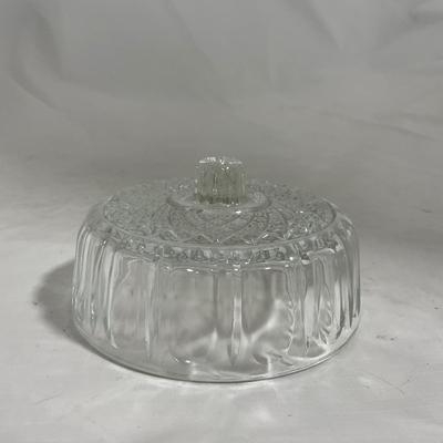 -147- Cobalt & Clear Glass | Set of Two | Covered Butter Dishes