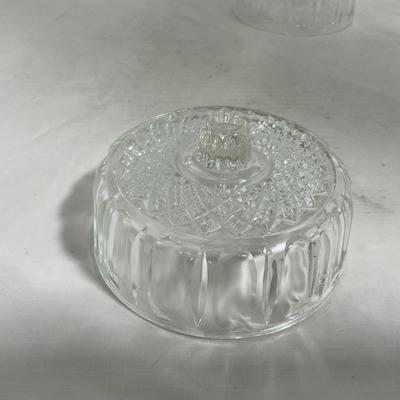 -147- Cobalt & Clear Glass | Set of Two | Covered Butter Dishes