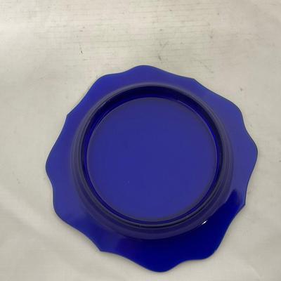 -147- Cobalt & Clear Glass | Set of Two | Covered Butter Dishes