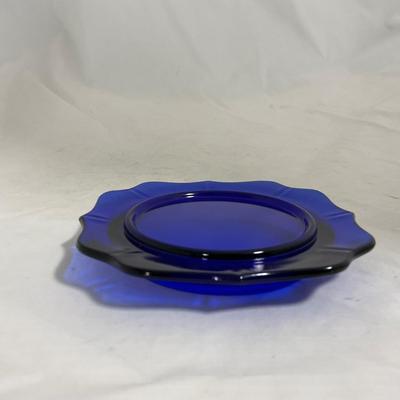 -147- Cobalt & Clear Glass | Set of Two | Covered Butter Dishes