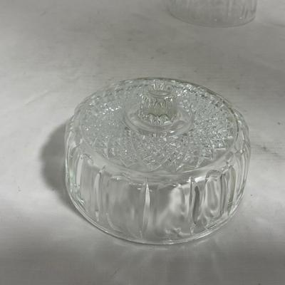 -147- Cobalt & Clear Glass | Set of Two | Covered Butter Dishes