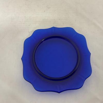 -147- Cobalt & Clear Glass | Set of Two | Covered Butter Dishes