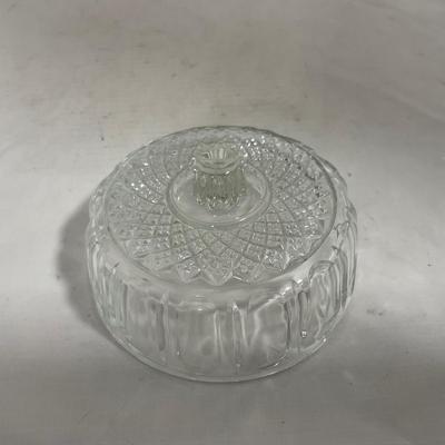 -147- Cobalt & Clear Glass | Set of Two | Covered Butter Dishes