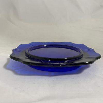 -147- Cobalt & Clear Glass | Set of Two | Covered Butter Dishes