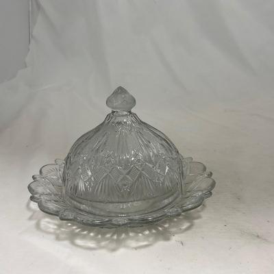 -148- Clear Glass | Covered Butter Dish