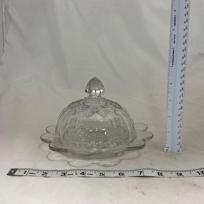 -149- Clear Glass | Simple Design | Covered Butter Dish