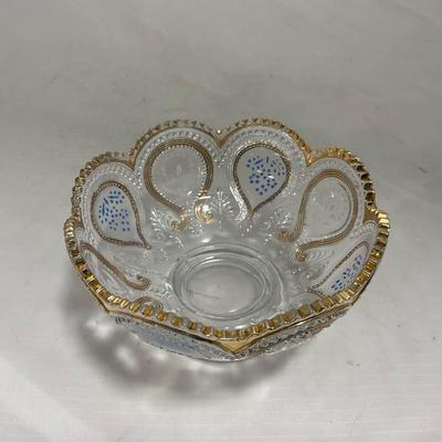 -150- Clear with Blue & Gold Accents | Dish