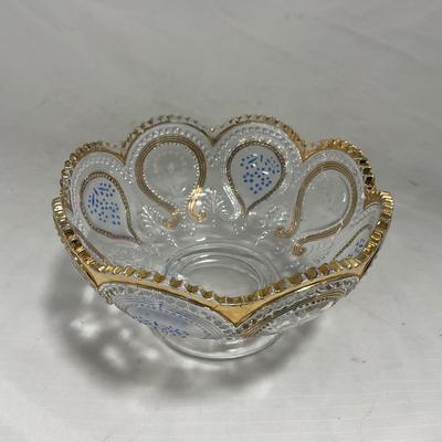-150- Clear with Blue & Gold Accents | Dish