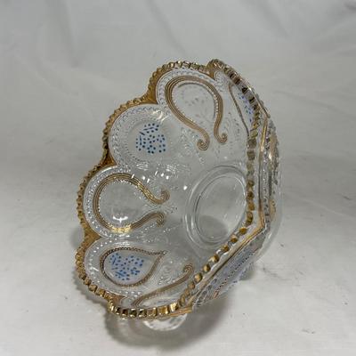 -150- Clear with Blue & Gold Accents | Dish