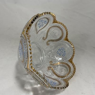 -150- Clear with Blue & Gold Accents | Dish