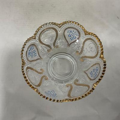 -150- Clear with Blue & Gold Accents | Dish