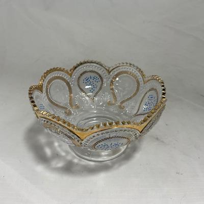 -150- Clear with Blue & Gold Accents | Dish