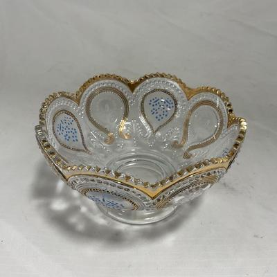 -150- Clear with Blue & Gold Accents | Dish