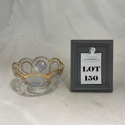-150- Clear with Blue & Gold Accents | Dish