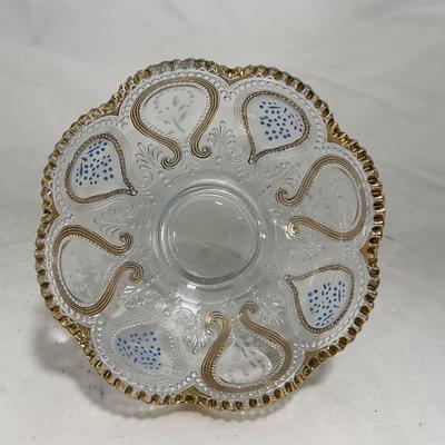 -150- Clear with Blue & Gold Accents | Dish