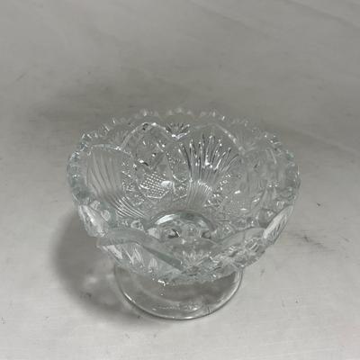 -151- Clear Glass | Children's Sized | Covered Butter Dish | Lidded Jar | Creamer & Sugar
