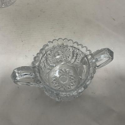 -151- Clear Glass | Children's Sized | Covered Butter Dish | Lidded Jar | Creamer & Sugar