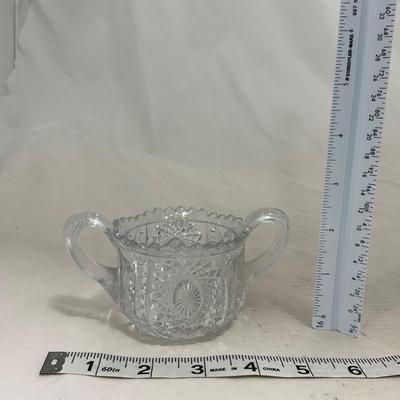 -151- Clear Glass | Children's Sized | Covered Butter Dish | Lidded Jar | Creamer & Sugar