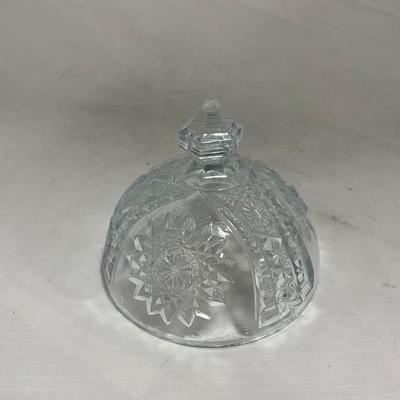 -151- Clear Glass | Children's Sized | Covered Butter Dish | Lidded Jar | Creamer & Sugar