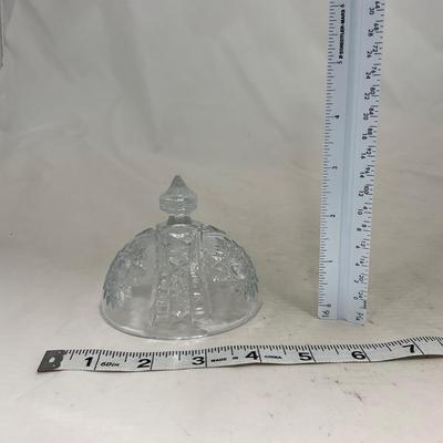 -151- Clear Glass | Children's Sized | Covered Butter Dish | Lidded Jar | Creamer & Sugar