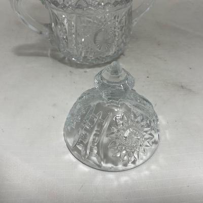-151- Clear Glass | Children's Sized | Covered Butter Dish | Lidded Jar | Creamer & Sugar