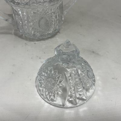 -151- Clear Glass | Children's Sized | Covered Butter Dish | Lidded Jar | Creamer & Sugar