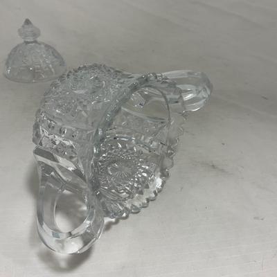 -151- Clear Glass | Children's Sized | Covered Butter Dish | Lidded Jar | Creamer & Sugar