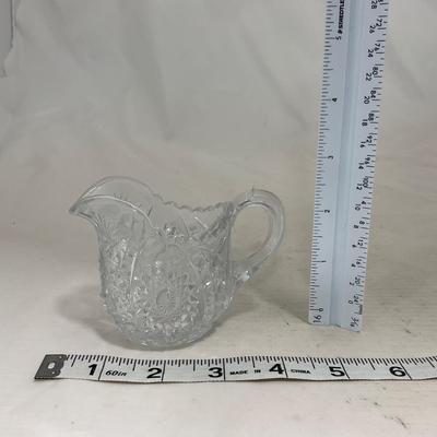 -151- Clear Glass | Children's Sized | Covered Butter Dish | Lidded Jar | Creamer & Sugar