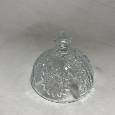 -151- Clear Glass | Children's Sized | Covered Butter Dish | Lidded Jar | Creamer & Sugar