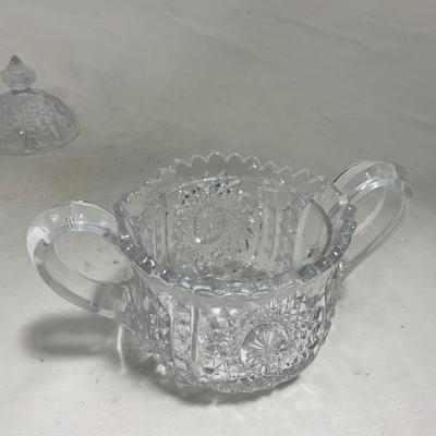 -151- Clear Glass | Children's Sized | Covered Butter Dish | Lidded Jar | Creamer & Sugar