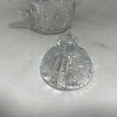 -151- Clear Glass | Children's Sized | Covered Butter Dish | Lidded Jar | Creamer & Sugar