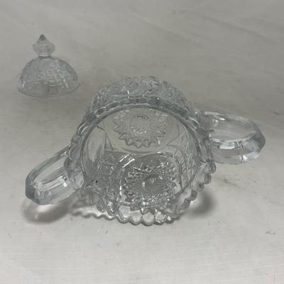 -151- Clear Glass | Children's Sized | Covered Butter Dish | Lidded Jar | Creamer & Sugar