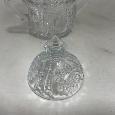 -151- Clear Glass | Children's Sized | Covered Butter Dish | Lidded Jar | Creamer & Sugar