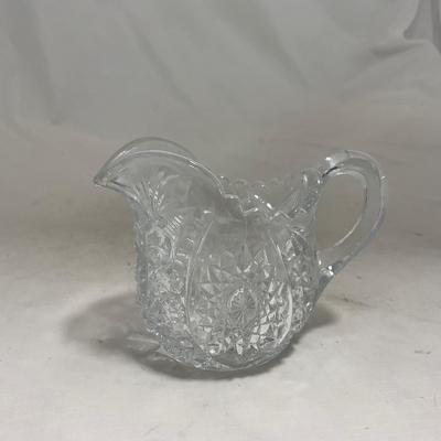 -151- Clear Glass | Children's Sized | Covered Butter Dish | Lidded Jar | Creamer & Sugar