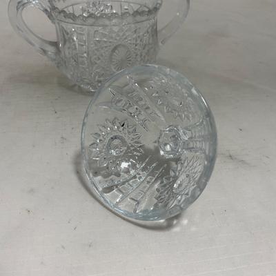 -151- Clear Glass | Children's Sized | Covered Butter Dish | Lidded Jar | Creamer & Sugar
