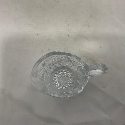 -151- Clear Glass | Children's Sized | Covered Butter Dish | Lidded Jar | Creamer & Sugar