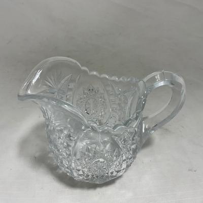 -151- Clear Glass | Children's Sized | Covered Butter Dish | Lidded Jar | Creamer & Sugar