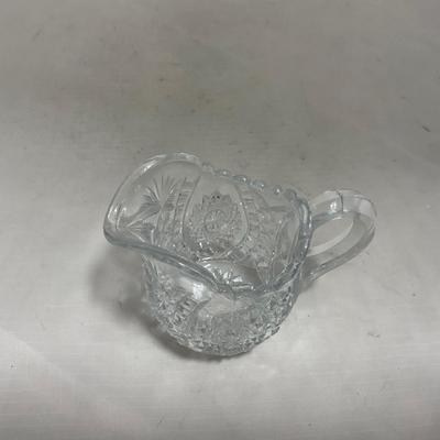 -151- Clear Glass | Children's Sized | Covered Butter Dish | Lidded Jar | Creamer & Sugar
