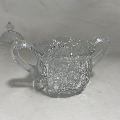 -151- Clear Glass | Children's Sized | Covered Butter Dish | Lidded Jar | Creamer & Sugar