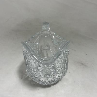 -151- Clear Glass | Children's Sized | Covered Butter Dish | Lidded Jar | Creamer & Sugar