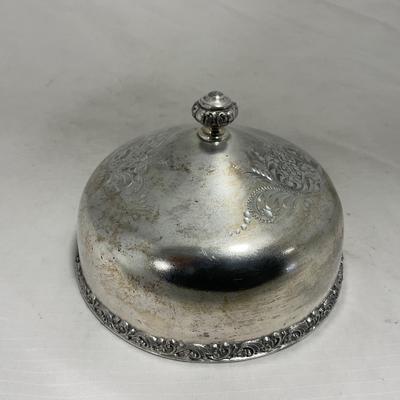 -153- Metal with Designed Rim | Butter Insert | Serving Knife | Covered Butter Dish