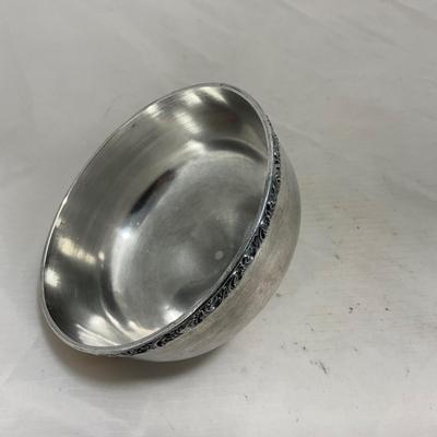 -153- Metal with Designed Rim | Butter Insert | Serving Knife | Covered Butter Dish