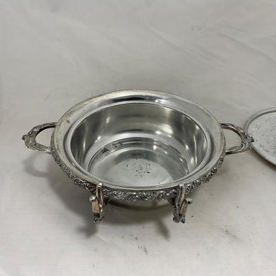 -153- Metal with Designed Rim | Butter Insert | Serving Knife | Covered Butter Dish