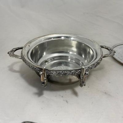 -153- Metal with Designed Rim | Butter Insert | Serving Knife | Covered Butter Dish