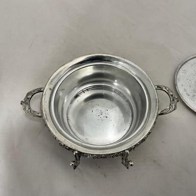 -153- Metal with Designed Rim | Butter Insert | Serving Knife | Covered Butter Dish
