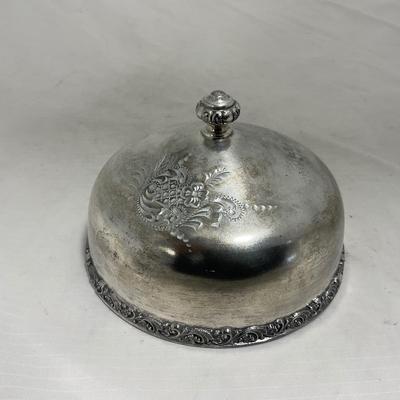 -153- Metal with Designed Rim | Butter Insert | Serving Knife | Covered Butter Dish